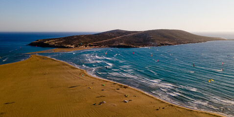 Fototapeta na wymiar Kitesurfing in Rhodes beach