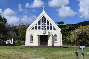 Beautiful little white chapel located on the west coast of the surprising Mauritius Island.