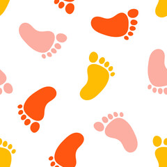 Seamless pattern with colorful footprints.