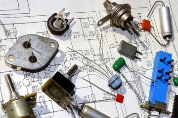 lots of old various electronic components