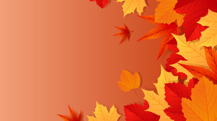 Autumn fall background with golden, red and orange autumn leaves with space for text. Vector illustration