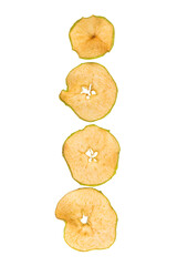 dried green apple slices isolated on white background