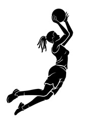 Women's Basketball Mid Air Lay Up Silhouette
