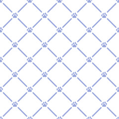 Naklejka premium Seamless pattern with purple tiny paws.