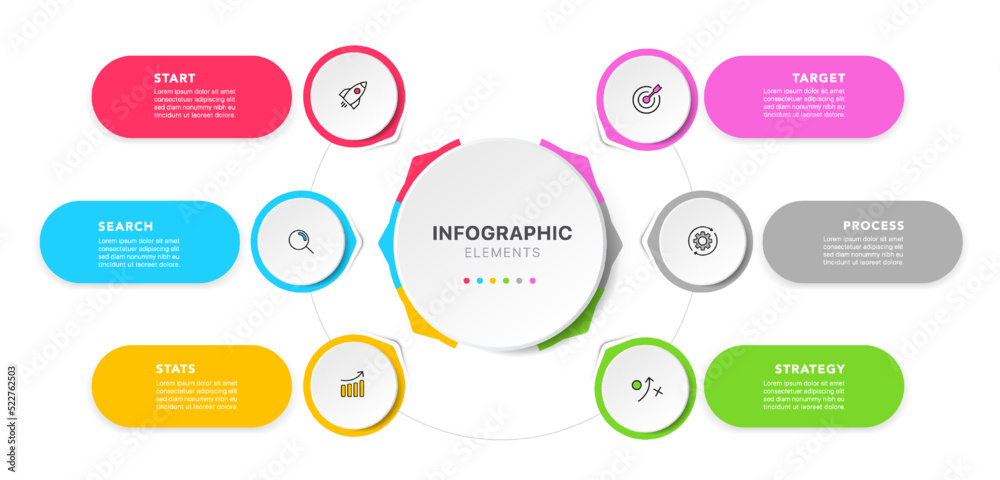 Poster timeline circle infographic design with 6 options or steps. infographics for business concept. used 