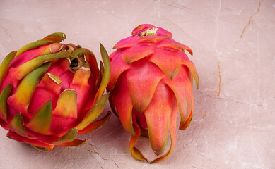 Healthy dragon fruits or pitaya isolated on white background.