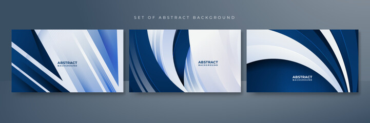 Blue and white geometric shapes abstract background geometry shine and layer element vector for presentation design. Suit for business, corporate, institution, party, festive, seminar, and talks.