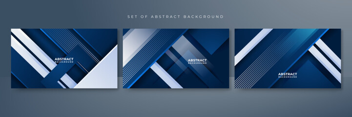 Fototapeta premium Blue and white geometric shapes abstract background geometry shine and layer element vector for presentation design. Suit for business, corporate, institution, party, festive, seminar, and talks.