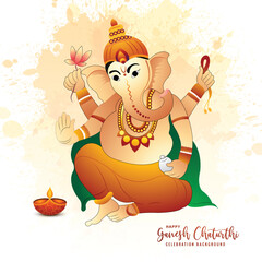 Lord ganpati on ganesh chaturthi celebration holiday card background