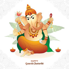 Lord ganpati on ganesh chaturthi celebration holiday card background