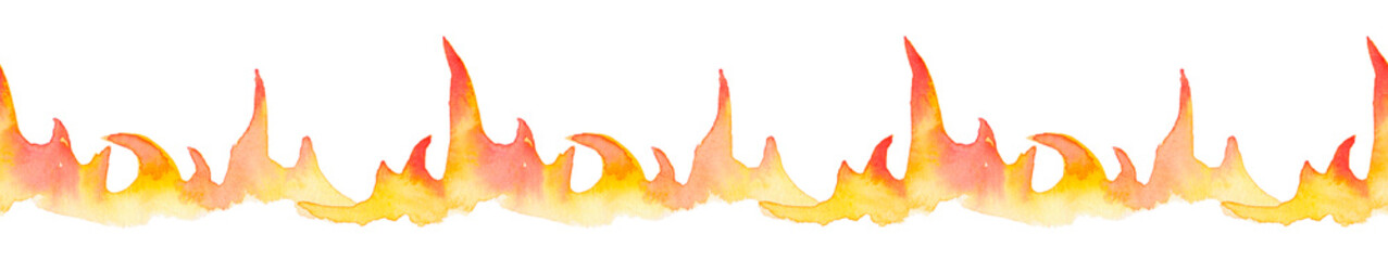 Watercolor fire on the bottom of the page. Template with hand drawn flames. Isolated sketch illustration on white background © Маргарита Шевчишена