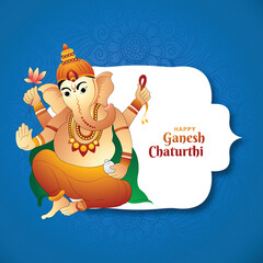 Lord ganpati on ganesh chaturthi celebration holiday card background
