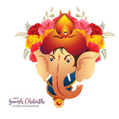 Lord ganpati on ganesh chaturthi celebration holiday card background