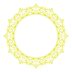 Decorative frame Elegant vector element for design in Eastern style, place for text. Floral yellow and white border. Lace illustration for invitations and greeting cards