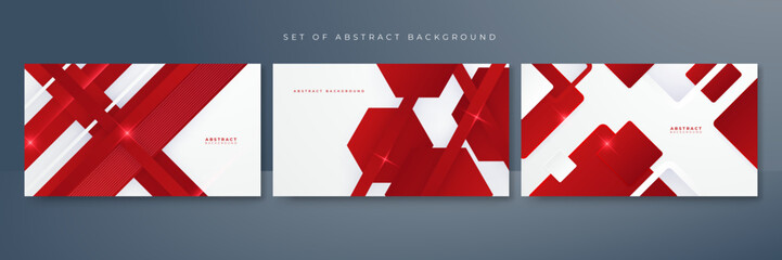 Abstract red and white geometric shapes background. Vector abstract graphic design banner pattern presentation background web template.