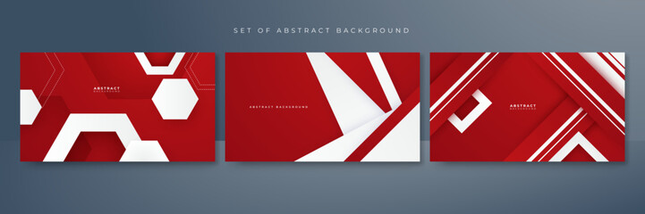 Abstract red and white geometric shapes background. Vector abstract graphic design banner pattern presentation background web template.