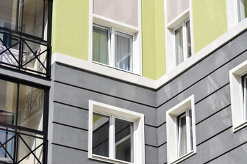 Urban modern geometry. A new residential quarter of European residential buildings. Abstraction in the city