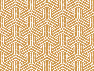 Abstract geometric pattern with stripes, lines. Seamless vector background. White and gold ornament. Simple lattice graphic design