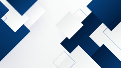 Fototapeta premium Blue and white geometric shapes abstract modern technology background design. Vector abstract graphic presentation design banner pattern background web template.