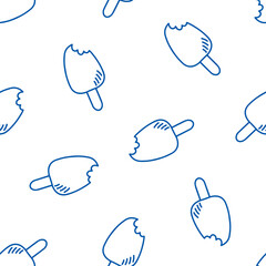 Seamless pattern with blue hand drawn ice creams.
