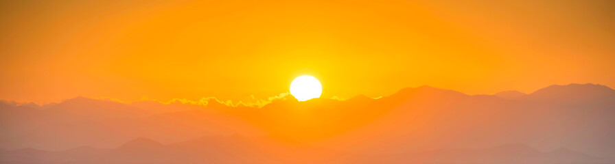 Mountains sunset panorama landscape with sunset sky
