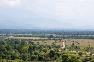Fototapeta na wymiar Kakheti view and landscape from the helicopter, Georgian nature beauty