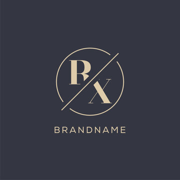 Initial letter RX logo with simple circle line, Elegant look monogram logo style