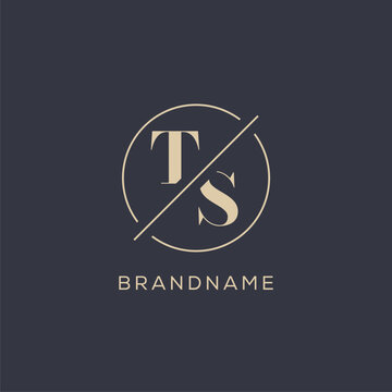 Initial letter TS logo with simple circle line, Elegant look monogram logo style