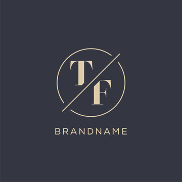 Initial letter TF logo with simple circle line, Elegant look monogram logo style