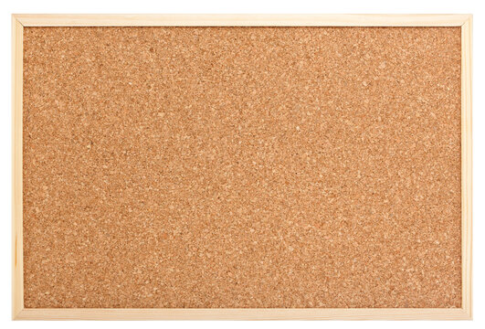 blank cork pinboard with wooden frame isolated with transparent background