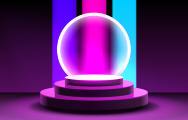 Stage podium with lighting, Stage Podium Scene with for Award, Decor element background. Vector