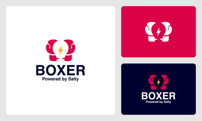 boxing and electric gloves logo vector
