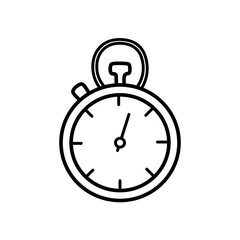 Stopwatch doodle vector illustration, sports timer clock, cartoon icon.