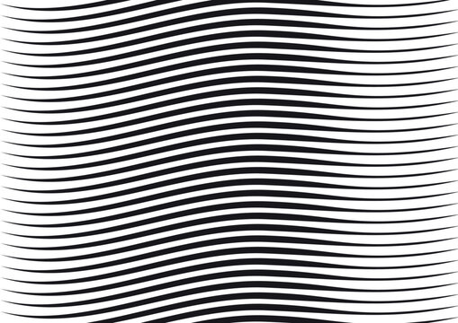 Abstract background with black and white strokes. Linear modern horizontal waves background