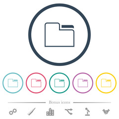 Tab folder outline flat color icons in round outlines
