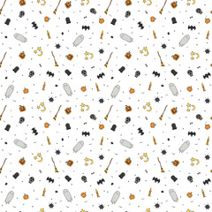 Seamless halloween pattern. Doodle halloween background