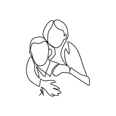 Vector illustration of couple in love in line art style