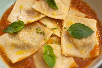 Raviolis with Pomodoro.