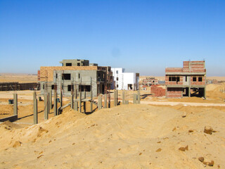 Fototapeta premium Editorial construction Photo, shot is selective focus with shallow depth of field. Photo taken at Cairo Egypt on 13 May 2010