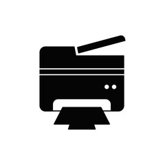 copier, fax, print, and scanner in a printer icon in black flat glyph, filled style isolated on white background