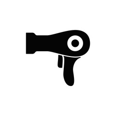 blowdryer, hair dryer icon in black flat glyph, filled style isolated on white background