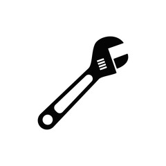 Adjustable Wrench icon in black flat glyph, filled style isolated on white background