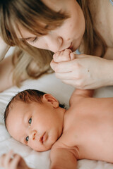 Obraz na płótnie Canvas mother newborn baby arms birth new life