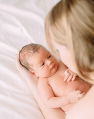 mother newborn baby arms birth new life