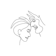Vector illustration of couple in love in line art style