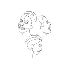 Vector illustration of women in line art style