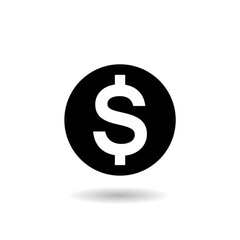 Dollar symbol icon with shadow