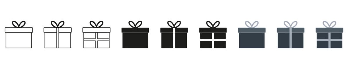 Set gift box. Vector symbol. Surprise present linear design. Stock vector.