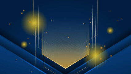 Luxury blue background with golden line and gold glitter