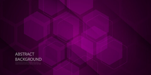 Obraz premium Landscape banner background for social media cover design in dark pink purple color, presentation background, tech banner.Eps10 vector